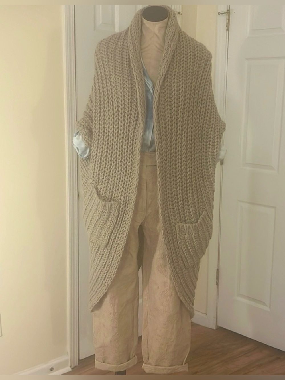 Minouu Chunky Knit Open Front Cardigan, High-Low: NWTs